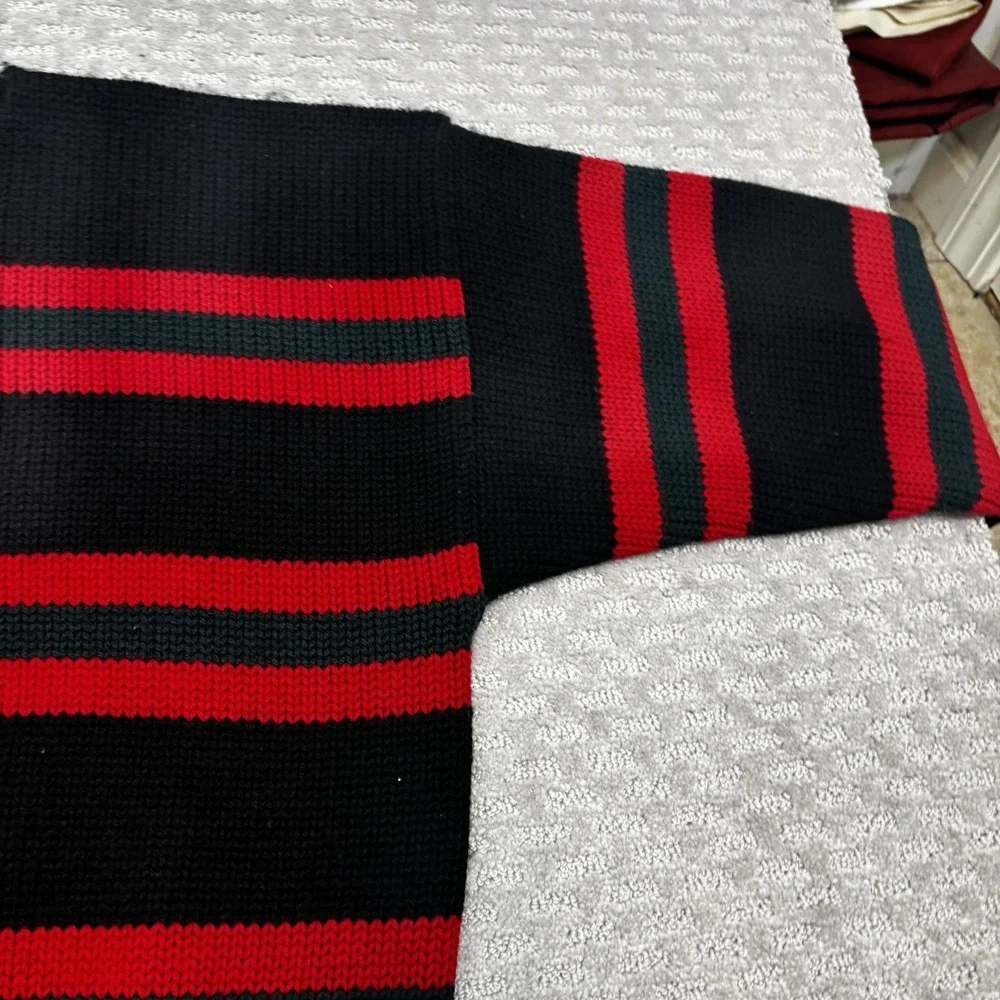 Vintage 90s Polo Ralph Lauren 100% Wool Cable Knit Sweater Black Red Green XL